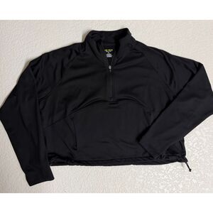 Tek Gear Warm Gear Women's XL Black Cropped Quarter Zip Pullover Athletic Top